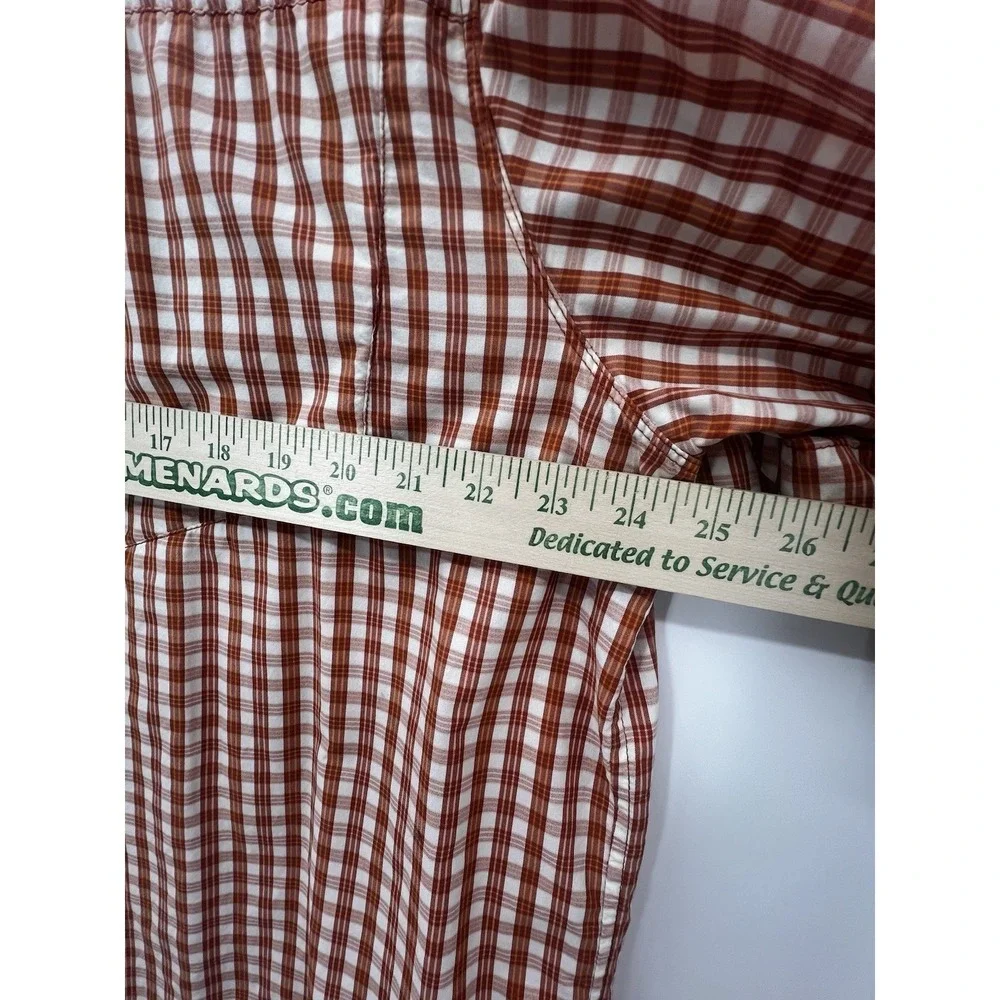 The North Face Men's XL Button Down Orange Plaid Short Sleeve Pocket Zip Shirt